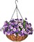 Silk Flower Hanging Basket: Lifelike Artificial Flowers in Coconut Lined Pot